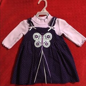 Baby Purple Butterfly corduroy dress